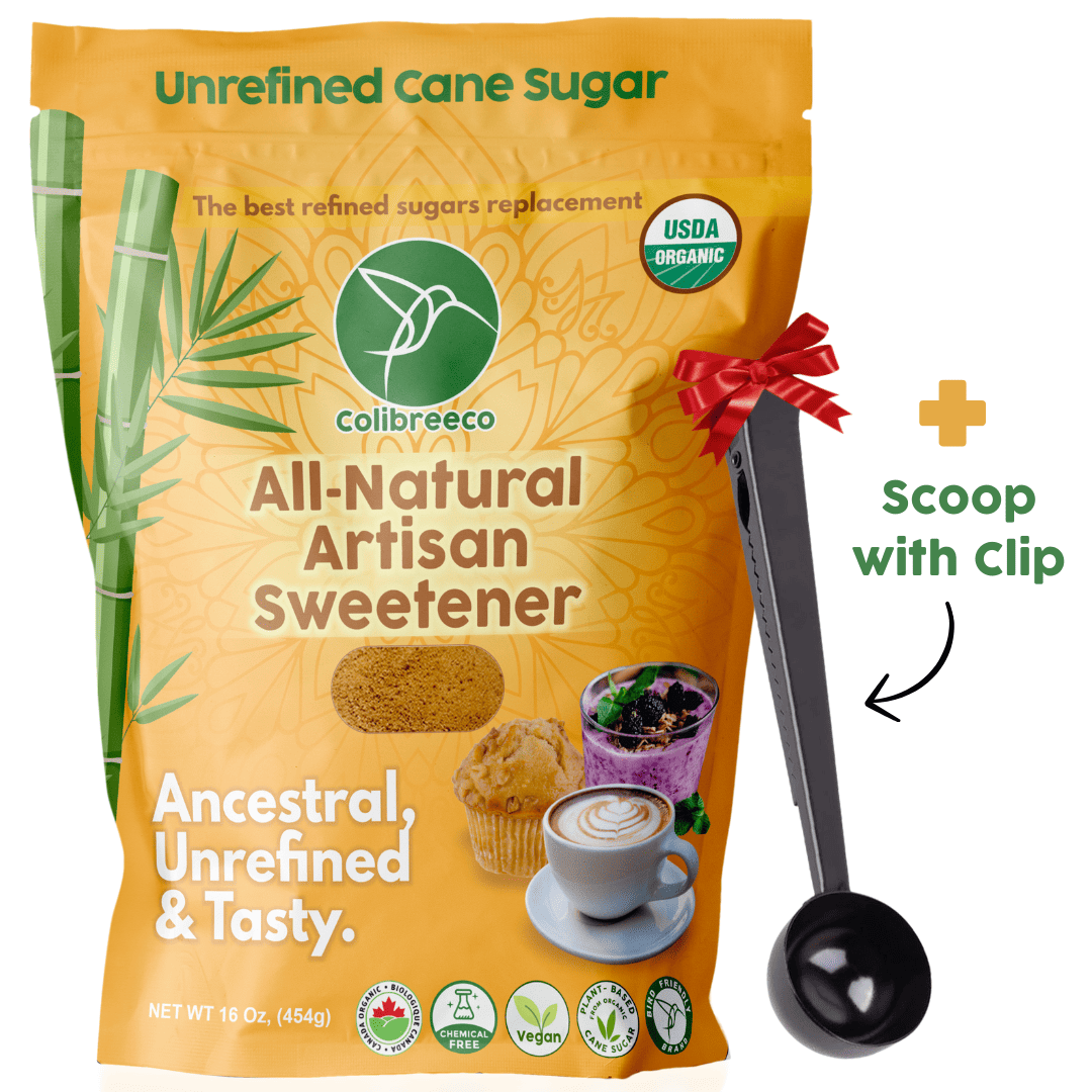 Unrefined Cane Sugar, Naturally Sweet and Chemical Free.