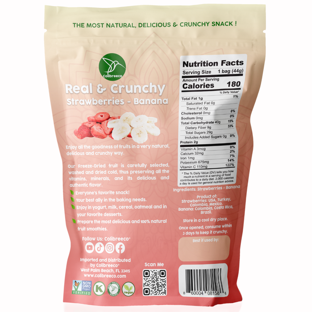 Freeze-Dried Mix Strawberries-Banana, Real & Crunchy Fruit Snack