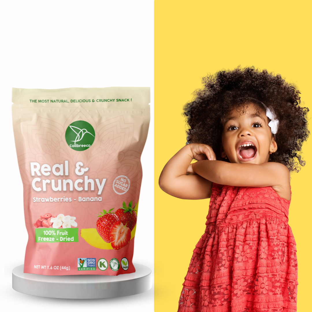 Freeze-Dried Mix Strawberries-Banana, Real & Crunchy Fruit Snack