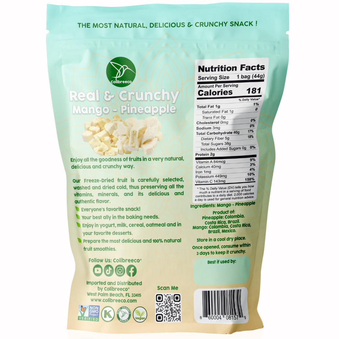 Freeze-Dried Mix Mango-Pineapple, Real & Crunchy Fruit Snack