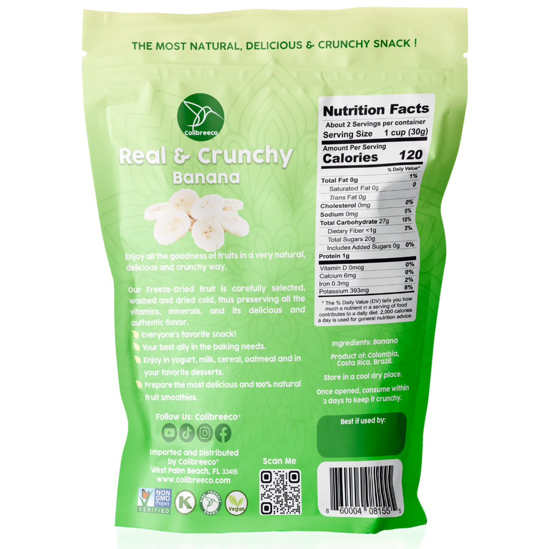 Freeze-Dried Banana, Real & Crunchy Fruit Snack