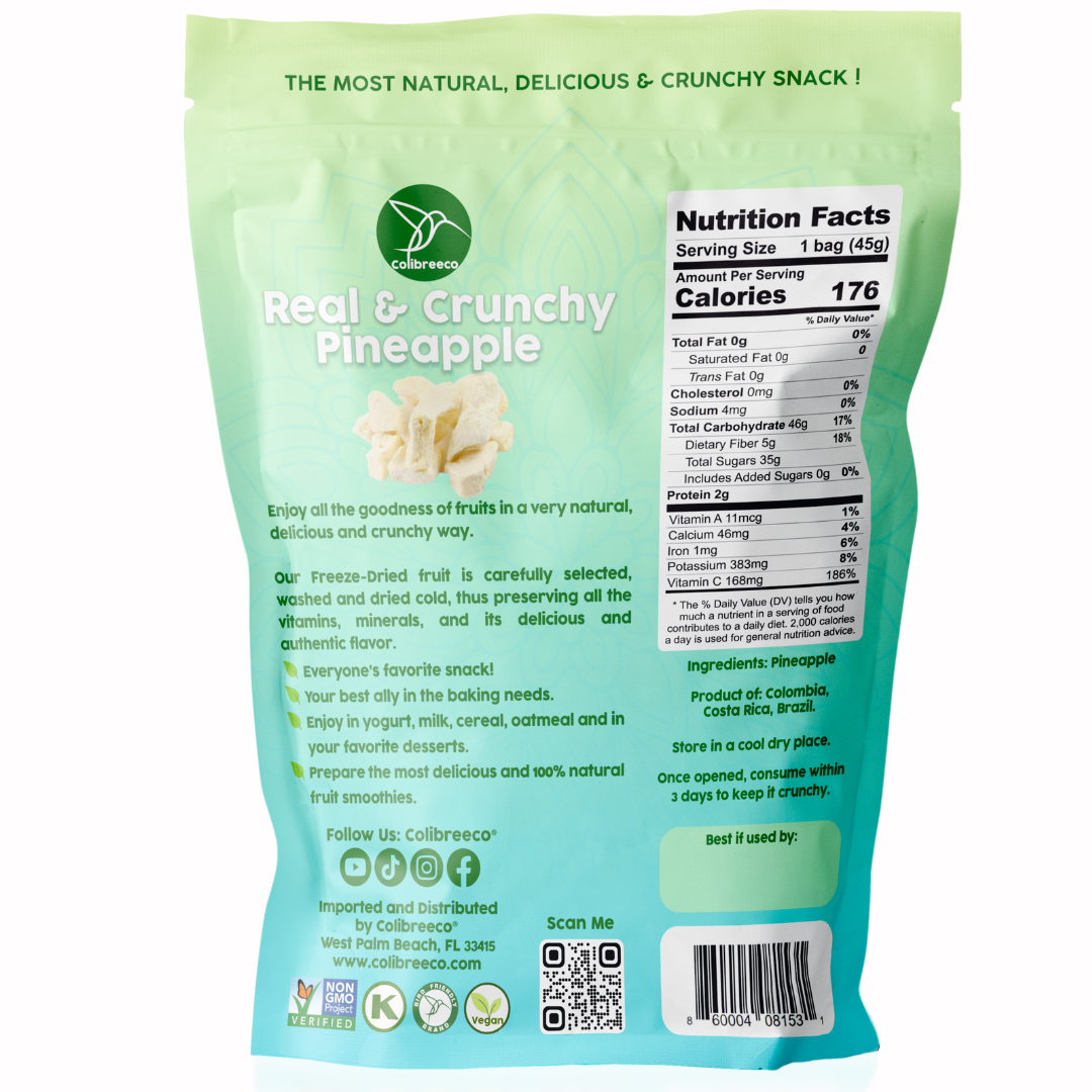 Freeze-Dried Pineapple, Real & Crunchy Fruit Snack