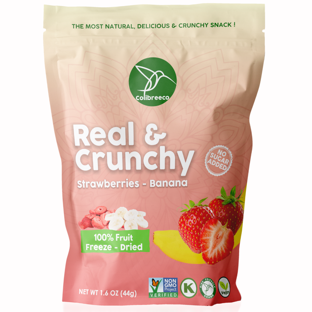 Freeze-Dried Mix Strawberries-Banana, Real & Crunchy Fruit Snack